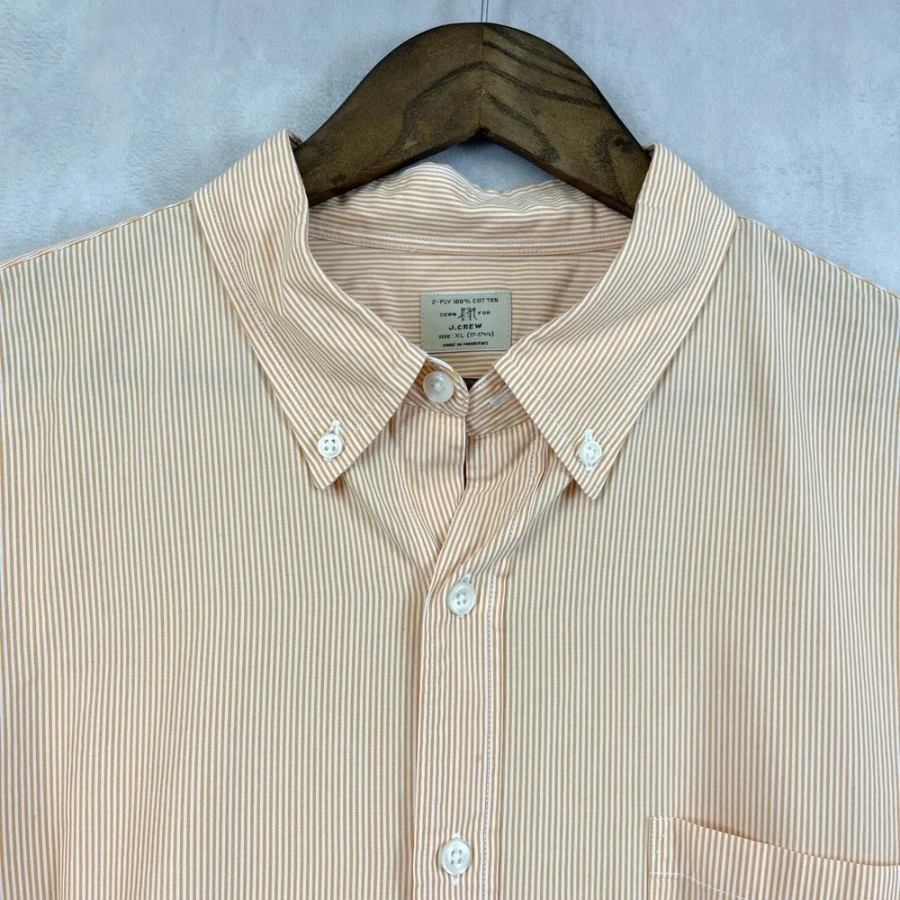 J Crew Mens Button Front Dress Shirt XL‎ 17-17 1/2 Preppy Stripe Cotton Heritage